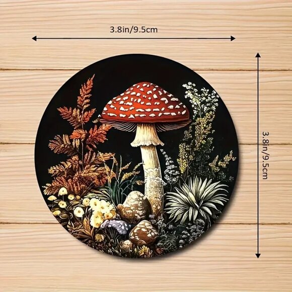 Set of 6 Mushroom Forest Art Design Coasters - Picture 4 of 4